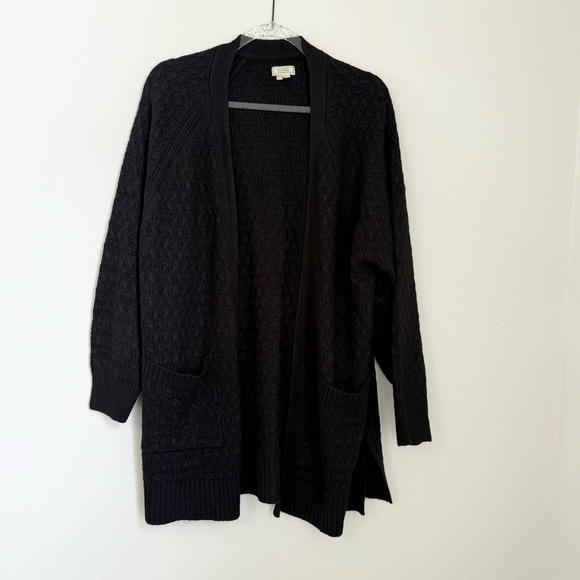 Fat Face Black Open Front Knit Chunky Patch Pockets Cardigan Women’s Size 12 - Picture 1 of 6